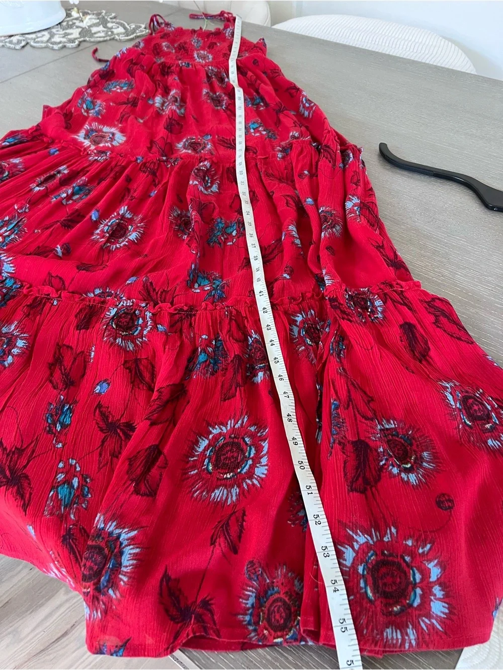 Free People Red Floral Tiered Maxi Dress